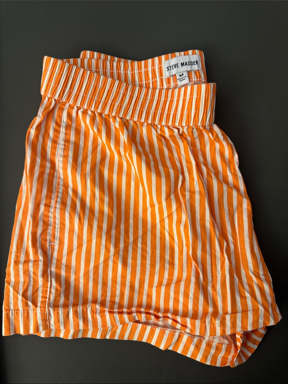 Steve Madden women’s  Orange and White Striped Pull-On Shorts 2 piece set